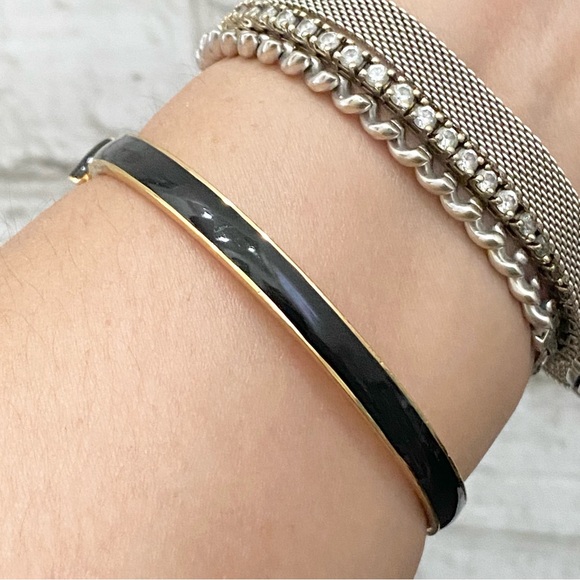 KATE SPADE Black Take A Bow Enamel Layering Stackable Bangle Bracelet - Picture 8 of 16
